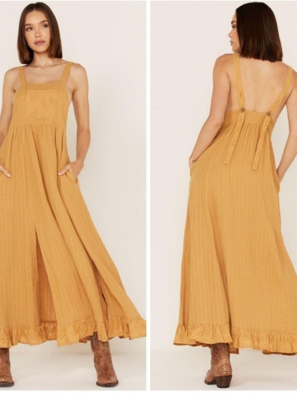 Cleo + Wolf Women's Textured Paisley Eyelet Lace Overall Maxi Dress